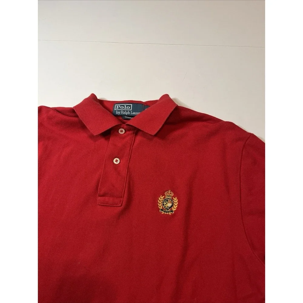 Vintage Polo Ralph Lauren 90s Crest Golf Shirt Size Small Red